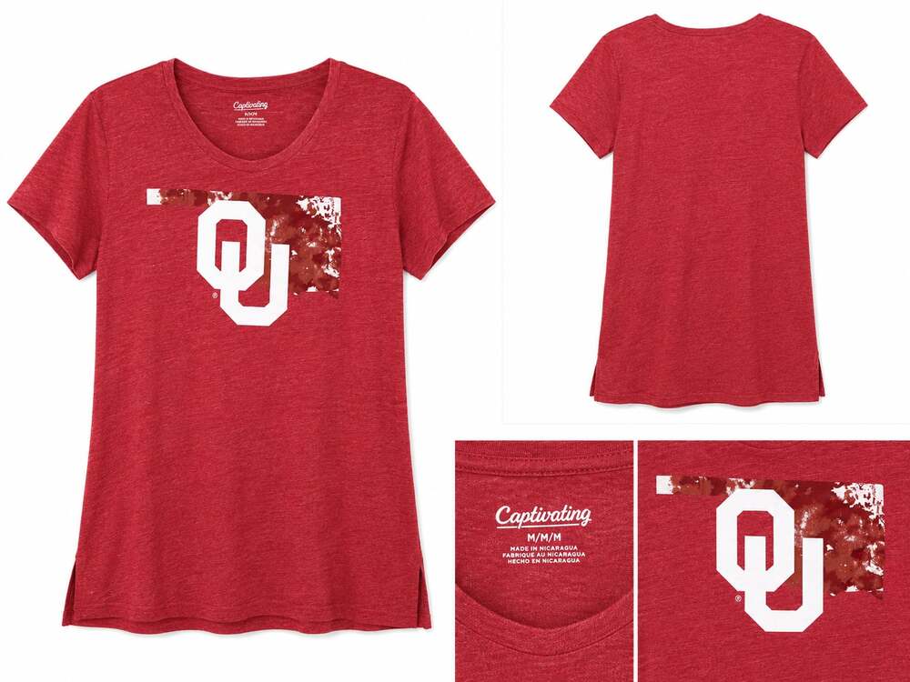 Captivating Women's Oklahoma Sooners OU Graphic T-Shirt Crimson Red